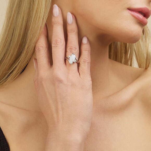 Rose Gold & White Gold Plated Created Ruby, White Fire Opal & Cubic Zirconia Acc - Picture 3 of 5